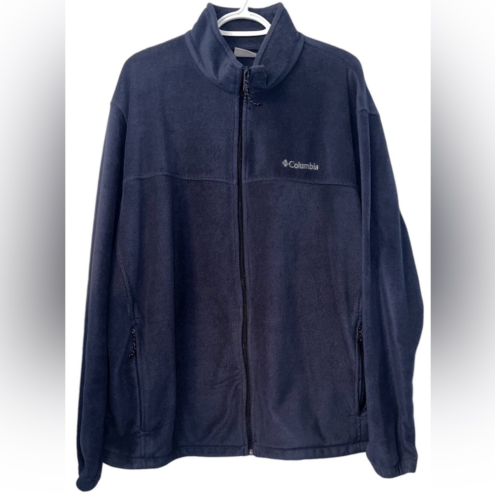 Columbia Men's Full Zip Up Fleece Mock Neck Jacket Navy Blue